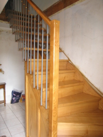 escalier frêne bois et métal